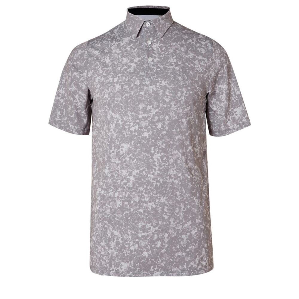Kjus Men's Large Gray White Performance Golf Polo UPF 50+
